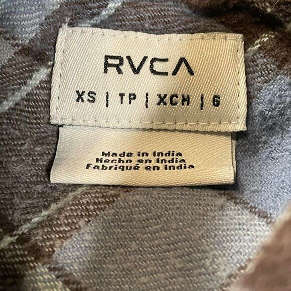 RVCA women's blue and brown plaid flannel shirt (XS) - Picture 3 of 5